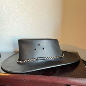 Black leather hat